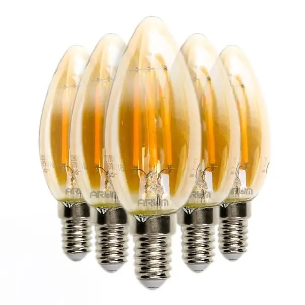 Lot de 5 Ampoules LED E14 Flamme C35 | Filament Verre Ambré 4W (Eq 40W)