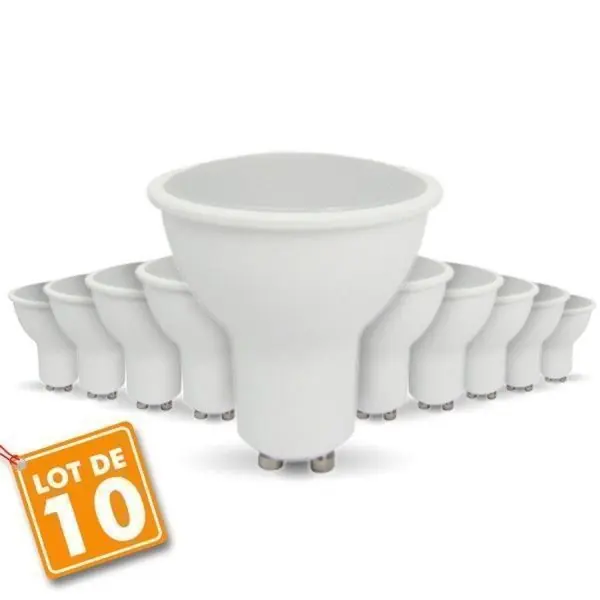 Lot de 10 Ampoules LED GU10 7.5W eq. 75W 4000K Blanc naturel