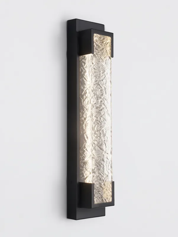 Applique Murale Luxe Extérieure | Verre Texturé & Acier Noir Mat | MaisonLumexia