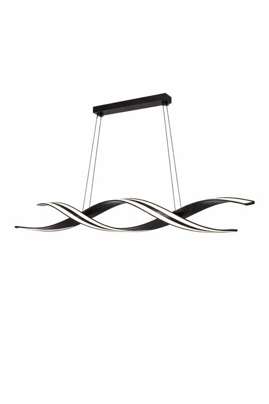 Suspension Vague | Lustre LED Rubans Torsadés Design Noir Mat | MaisonLumexia