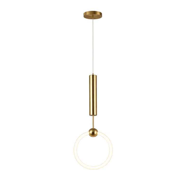 Suspension Lumineuse | Anneau LED Laiton Doré & Cercle Acrylique | MaisonLumexia