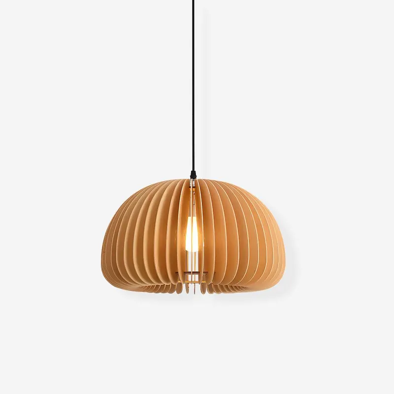 Suspension Abat-jour Bois Naturel | Ø 30, 42 ou 50 cm | Compatible Variateur