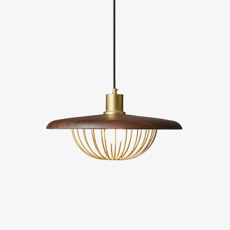 Suspension Métal et Bois | Finition Noyer, Frêne ou Cuivré | Câble 150 cm