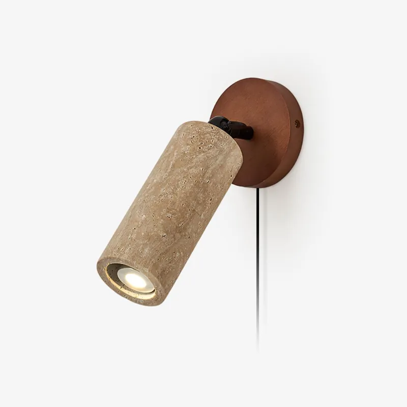 Applique Murale à Brancher Travertin | Ø 10 × H 24 cm | Tête Orientable | Modèle A ou B