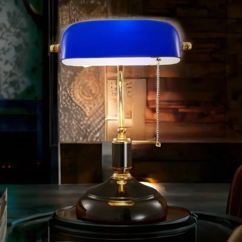 Lampe de banquier - chevet Lumi bleue luxe