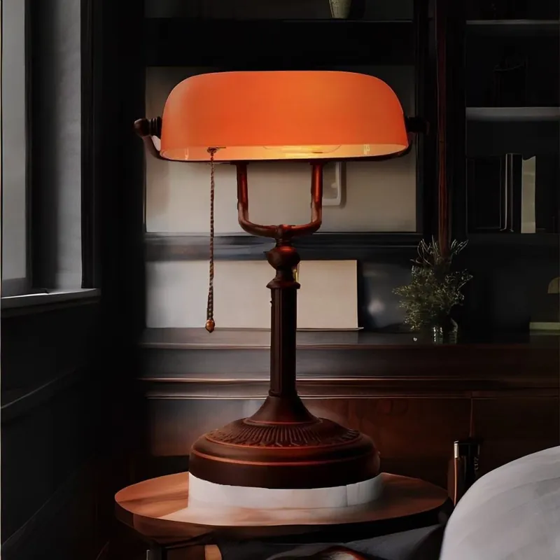 Lampe de banquier - chevet Bureau Luxe orange