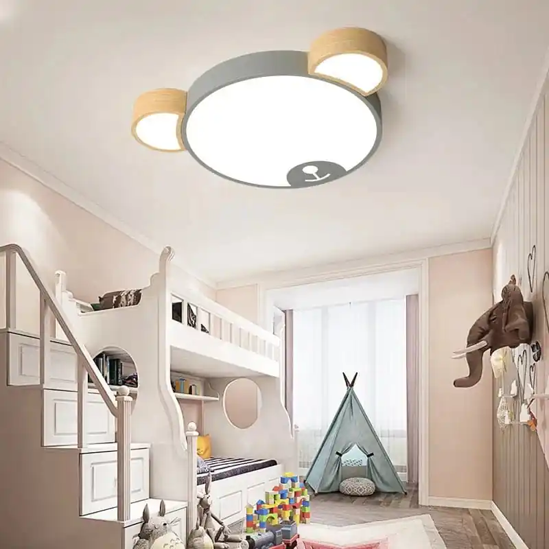 Plafonnier design moderne en forme d'ours en bois LED