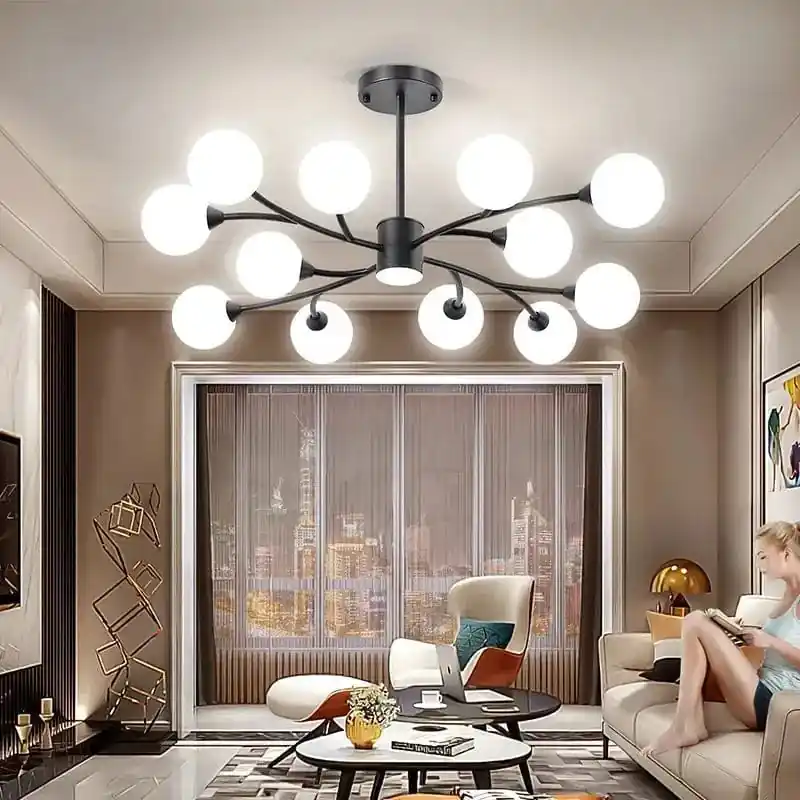 Lustre Nordique en Verre LED pour une Décoration de Cuisine Moderne