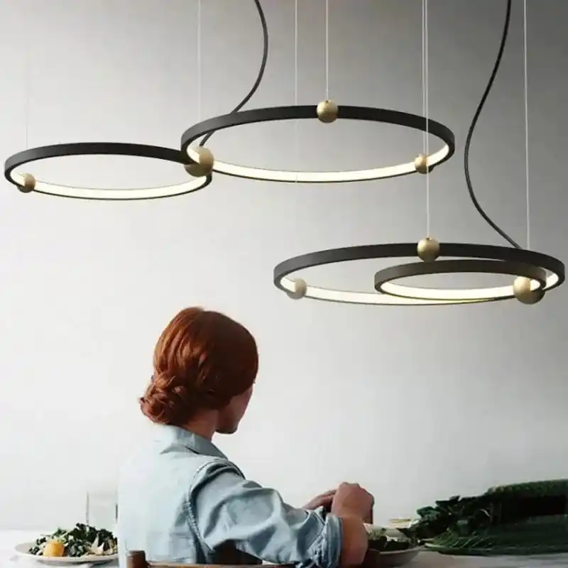 Lustre Design avec Anneau LED pour Décoration Suspendue