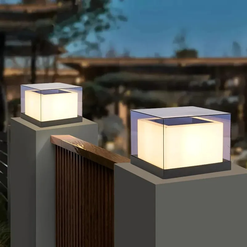 Pilier lumière solaire extérieure étanche pour villa de jardin