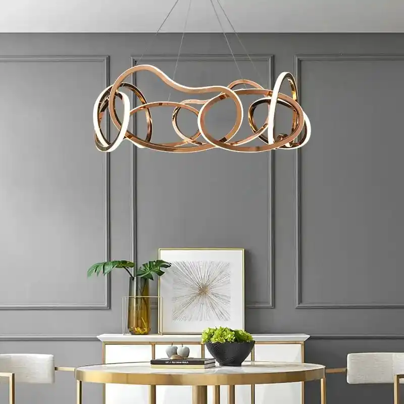 Plafonnier LED Suspendu en Silicone Doré - Design Moderne et Créatif 2024