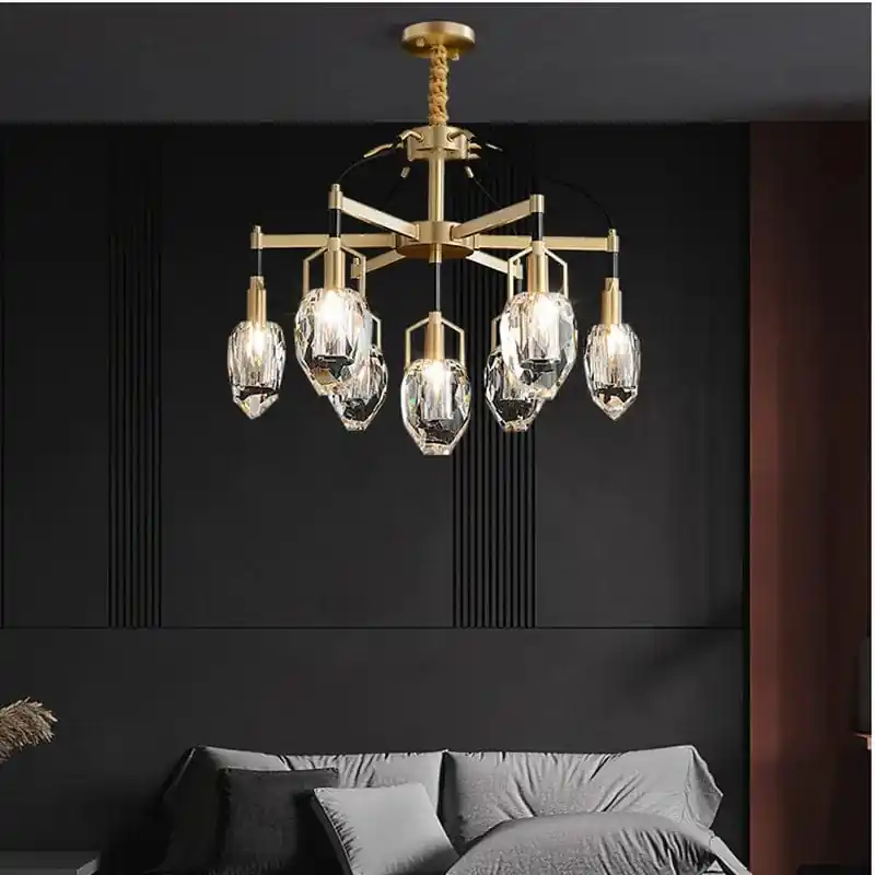 Lustre de luxe en cristal avec abat-jour design et moderne