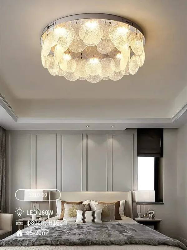 Plafonnier LED en verre rond de luxe 2024 - Style Moderne