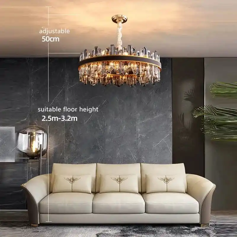 Lustre de Luxe Vintage Design 2024 - LED Cuir Cristal Élégant