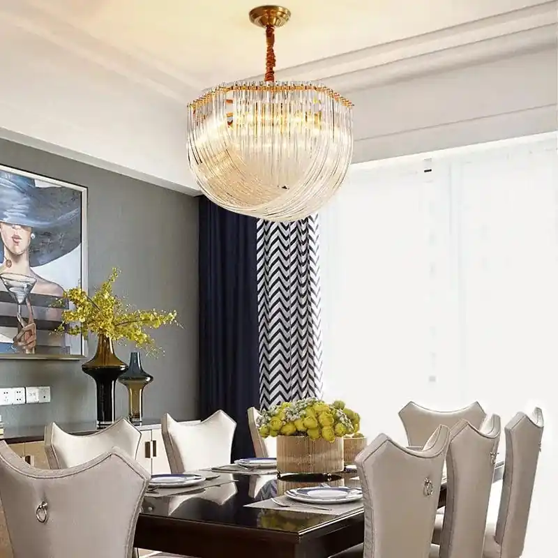 Lustre LED en verre design moderne pour restaurant et hôtel de luxe