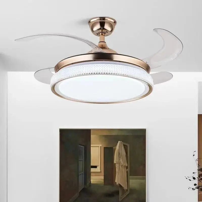 Ventilateur de plafond LED intelligent avec pales rétractables - Style Moderne