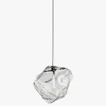 Suspension Luxe en Cristal de Glace Transparent pour Restaurants en Pierre de Verre Clair avec Cordon LED