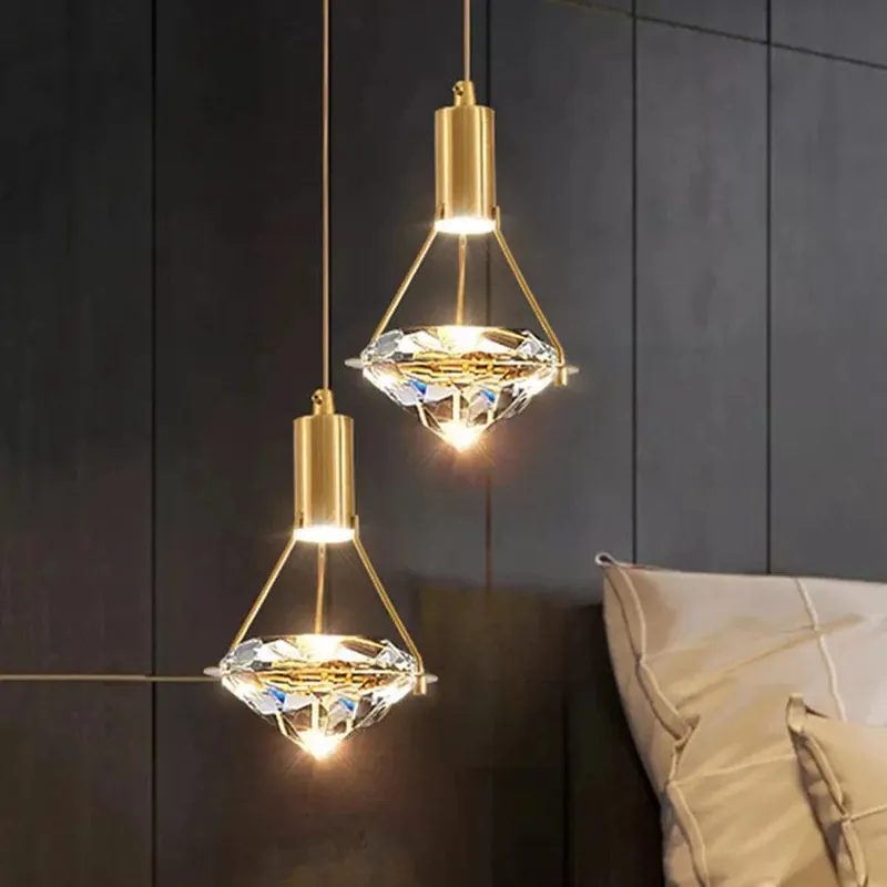 Thrisdar K9 - Lustre Suspension LED Cristal Moderne - Lampe de Table de Chevet - Cuisine Salle à Manger Chambre.