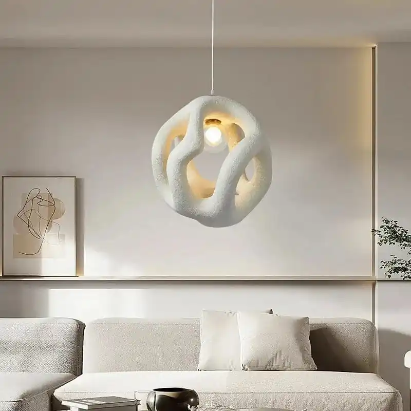 Lustre Restaurant Design Wabi Sabi Nordique LED Handcrafted-Style Japonais Interior Loft Suspension Lumière Noire