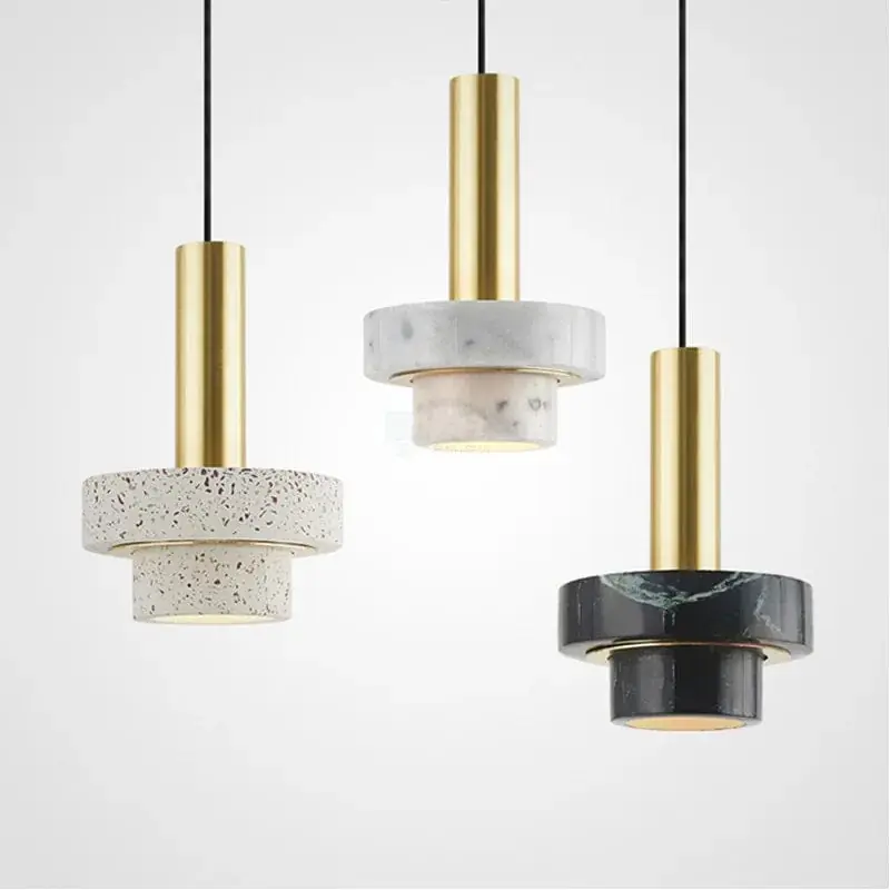 Suspension Lustre Nordique Luxe Moderne en Marbre pour Restaurant, Couloir, Café et Bar