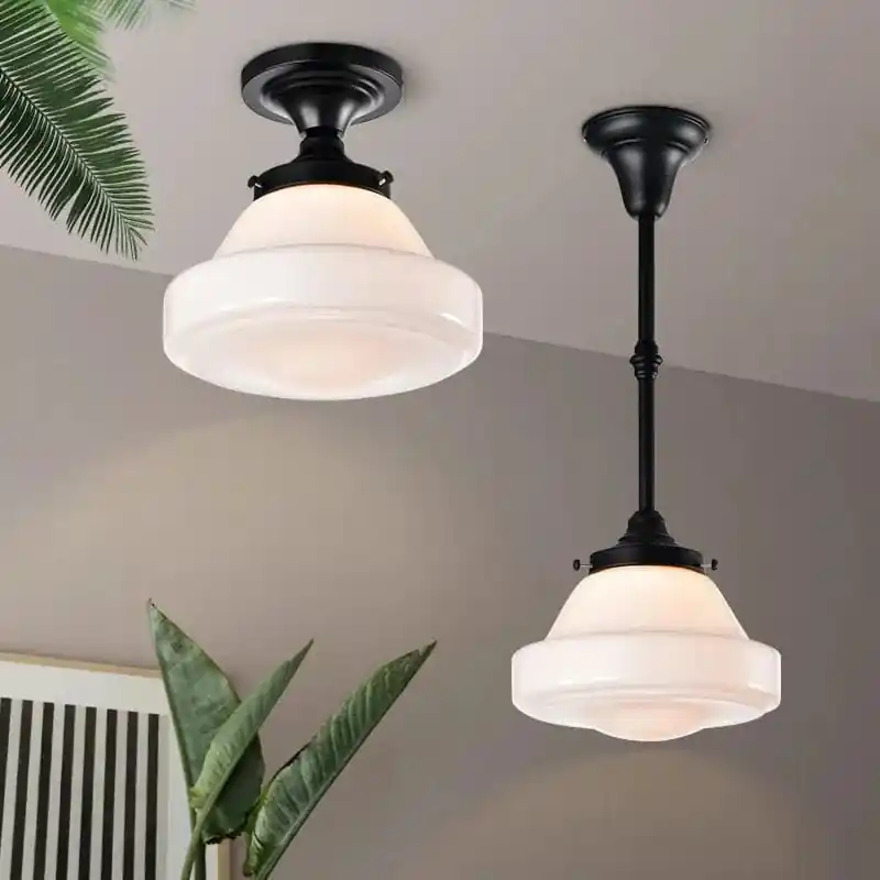 Plafonnier Vintage Noir pour Chambre à Coucher - Lampe Suspendue Industrielle