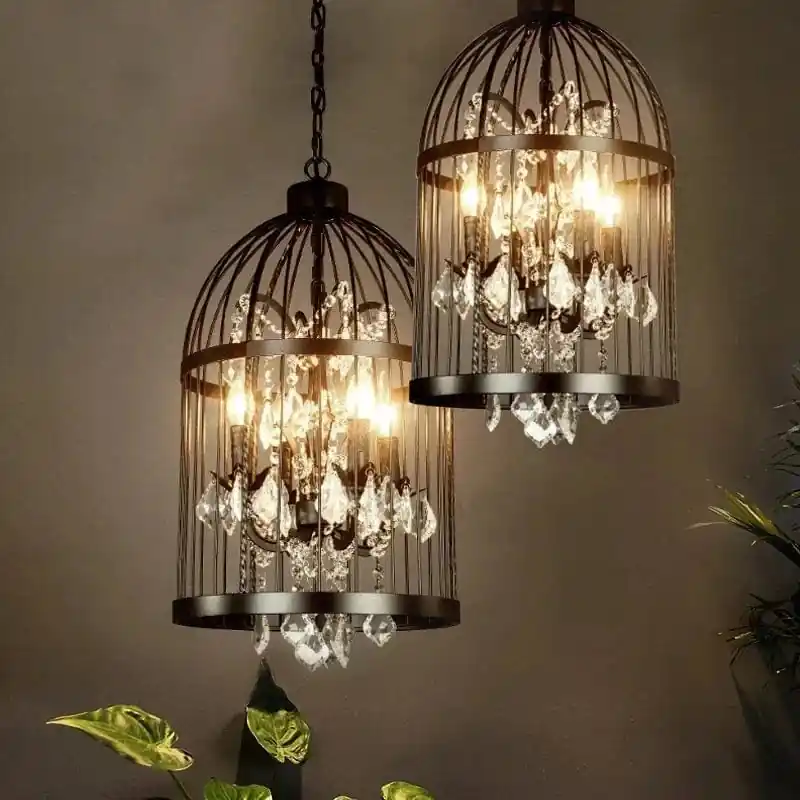 Cage à oiseaux en cristal noir pour une ambiance rétro-industrielle vintage
