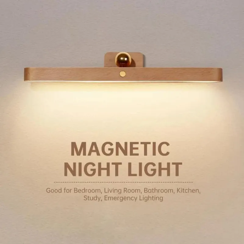 Veilleuse murale Rechargeable en bois avec miroir LED
