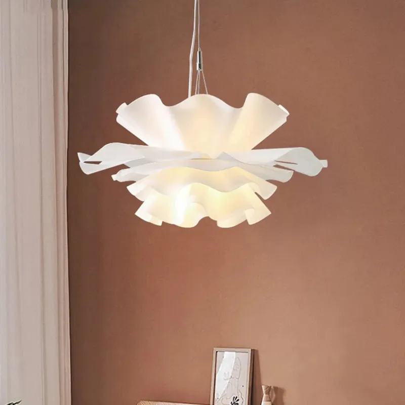 Suspension design nordique pour chambre salon bar lampe à manger chambre d'enfants - Lustre à fleurs blanches scandinave