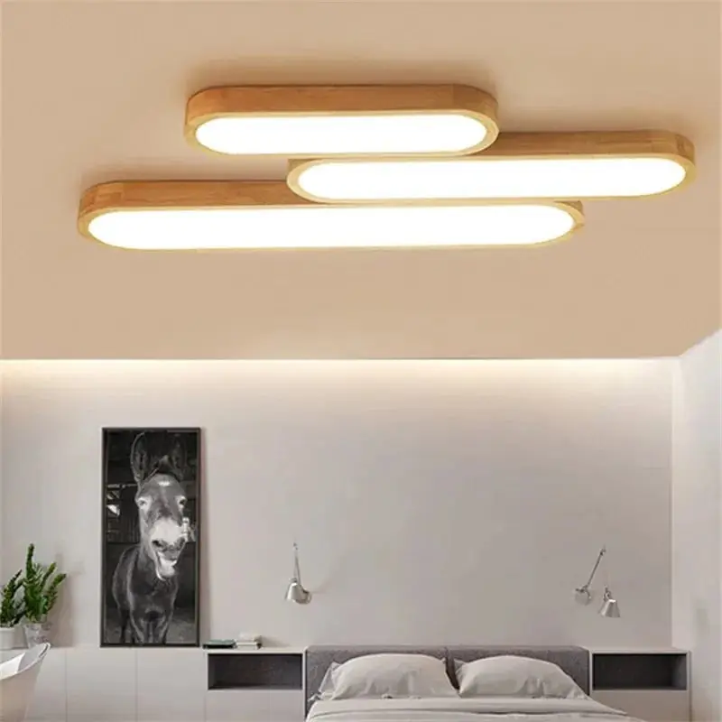 Lampe LED en bois avec télécommande - Éclairage minimaliste pour chambre, couloir et salle à manger