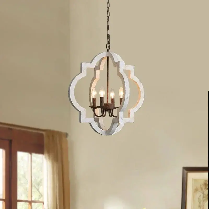 Lustre Vintage en bois massif pour un salon élégant
