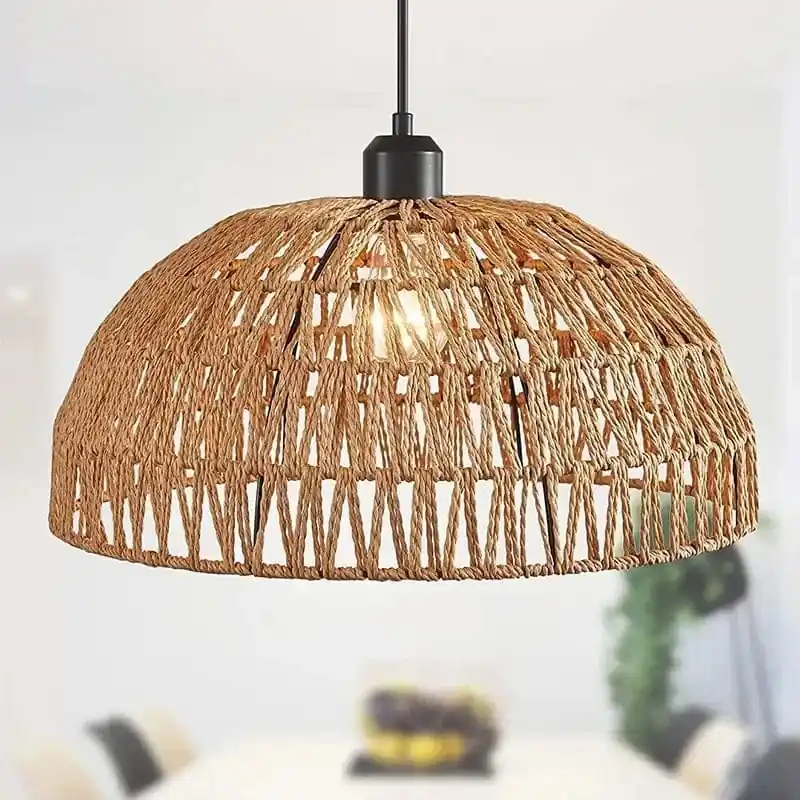 Lustre en corde de chanvre de style japonais - Élegance Japonaise