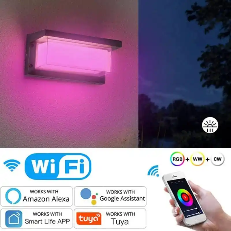 Applique murale LED Smart Wifi RGB Tuya pour extérieur Villa