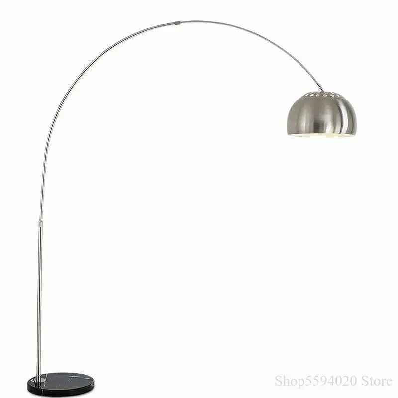Lampadaire en marbre nordique pliant avec arc rotatif en argent