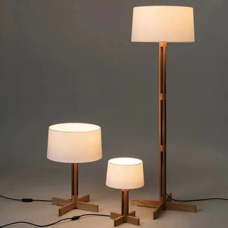Lampadaire en bois massif Vintage Wabi Sabi - Idéal pour le salon, le coin lecture ou l'étude