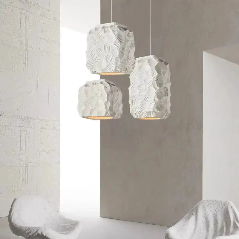 Nordic Minimalist Wabi Sabi Vent E27 Suspension LED Lumières Salle à Manger Bar Loft Chambre Décor à la Maison Lustre Luminaire Suspendu - La Beauté de la Simplicité