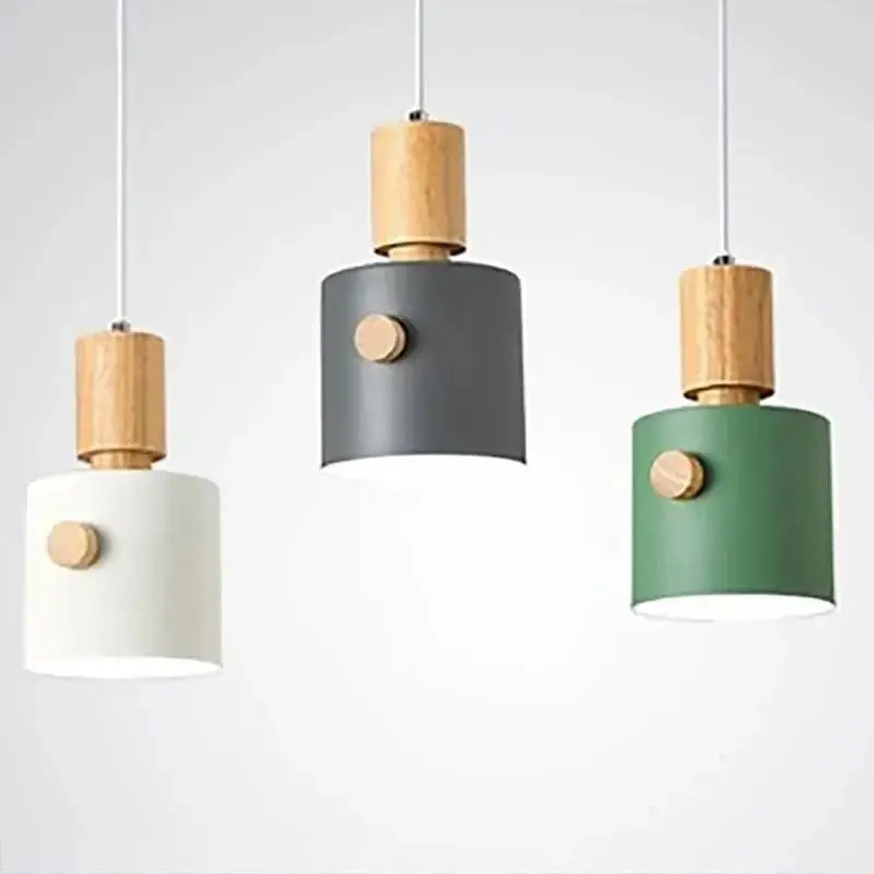 Suspension en bois nordiques LED Macaron, lampe décorative d'intérieur suspendue - Marque Scandinave