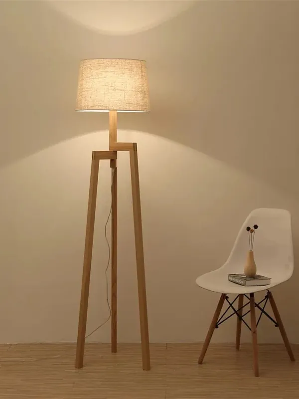 Lampes sur pied pour salon Vintage élégant en bois trépied LED