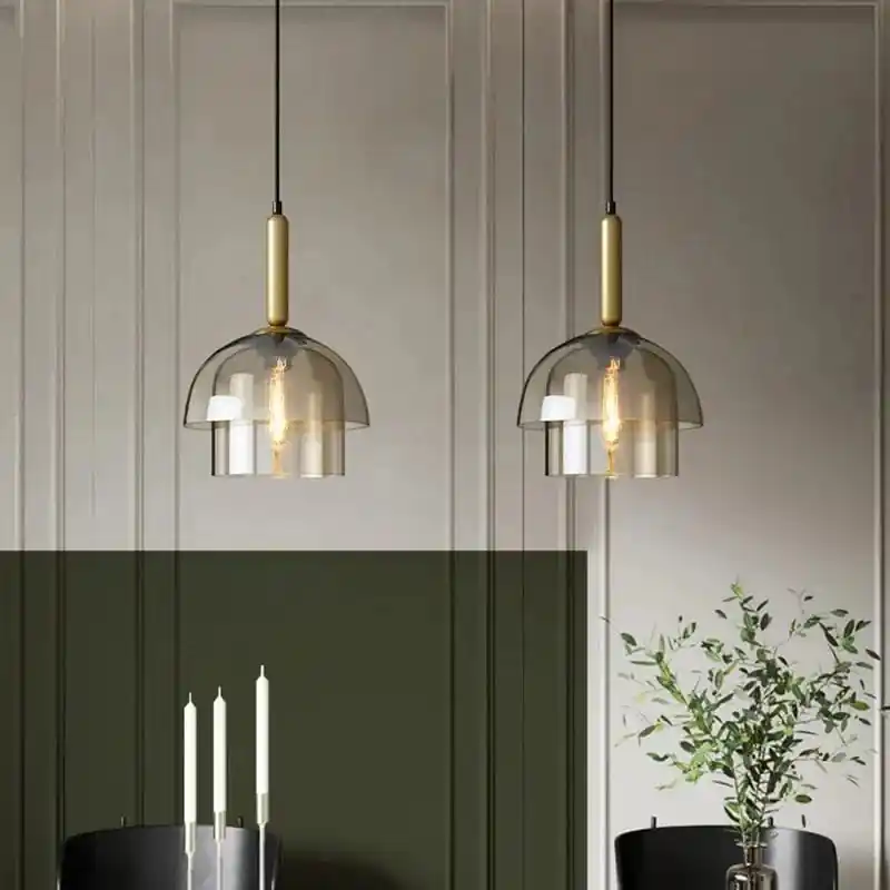 Suspension verre rétro LED nordique Cognac - Luminaires design pour salon et salle à manger