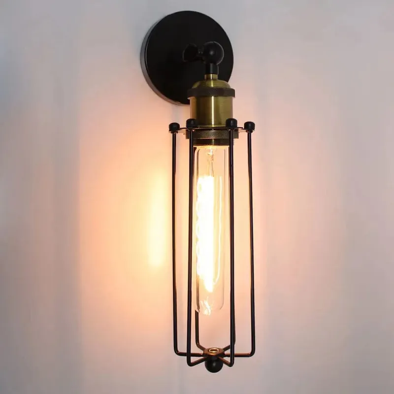 Vintage industriel - Applique murale LED rétro Loft - Abat-jour Cage - Éclairage intérieur Wandlamp