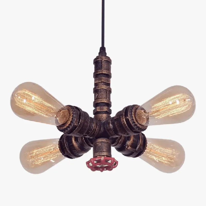 Lustre Vintage Industriel Loft Steampunk Tuyau d'Eau LED