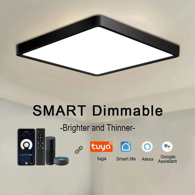 Tuya Smart LED Plafonnier - Contrôle vocal avec Alexa et Google - Éclairage pour Salon et Chambre