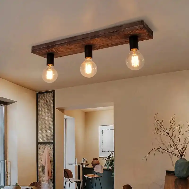 Lustre en bois massif Vintage Creative pour Restaurant Salon Couloir Café
