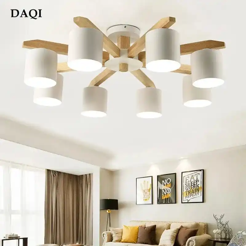 Nordic Hotel™ - Lustre de plafond en bois massif pour un éclairage moderne de restaurant, chambre et salon