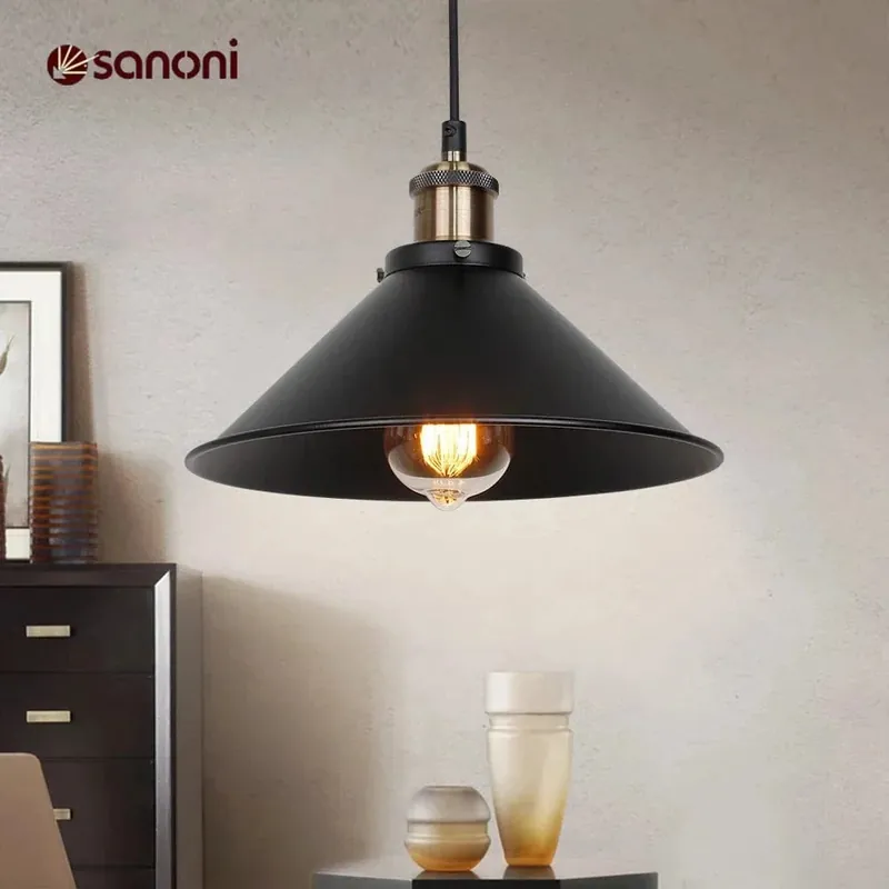 Suspension rétro Loft noir - Éclairage suspendu pour cuisine industrielle et restaurant vintage