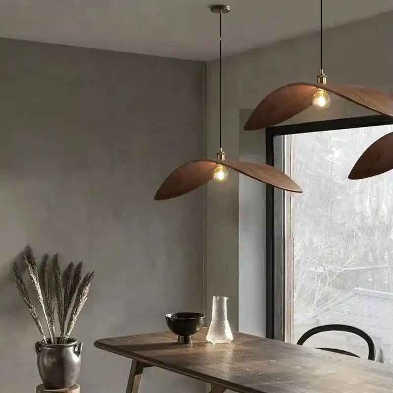 Wabi Sabi bois Art Led lustre pour Restaurant & Bar - Luminaires suspendus pour décor de maison, loft et escaliers