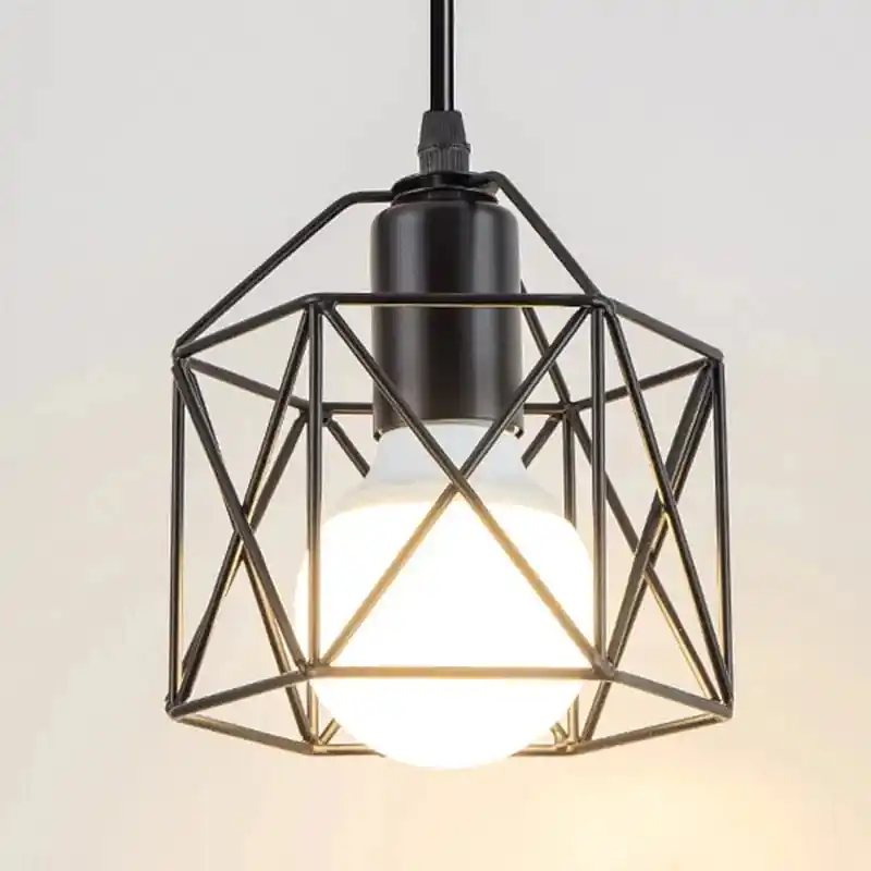 Lustre Vintage Loft Cage en Métal Suspension Luminaire Intérieur