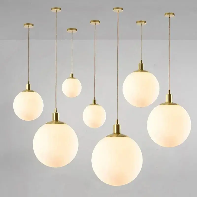 Suspension en verre nordique boule ronde 8-50 cm pour décoration intérieure et extérieure