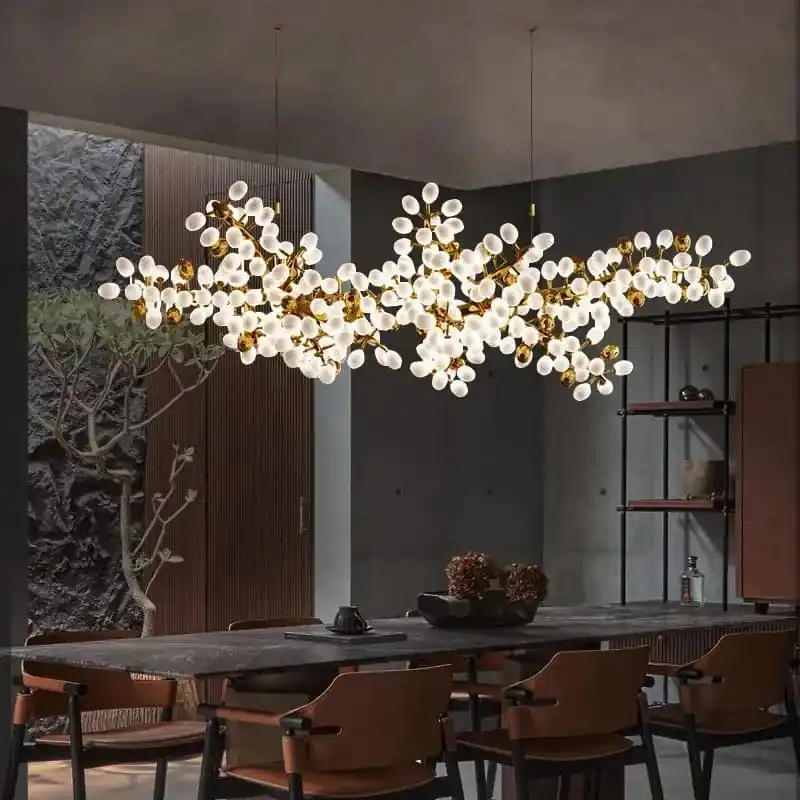 Lustre de luxe postmoderne en verre blanc