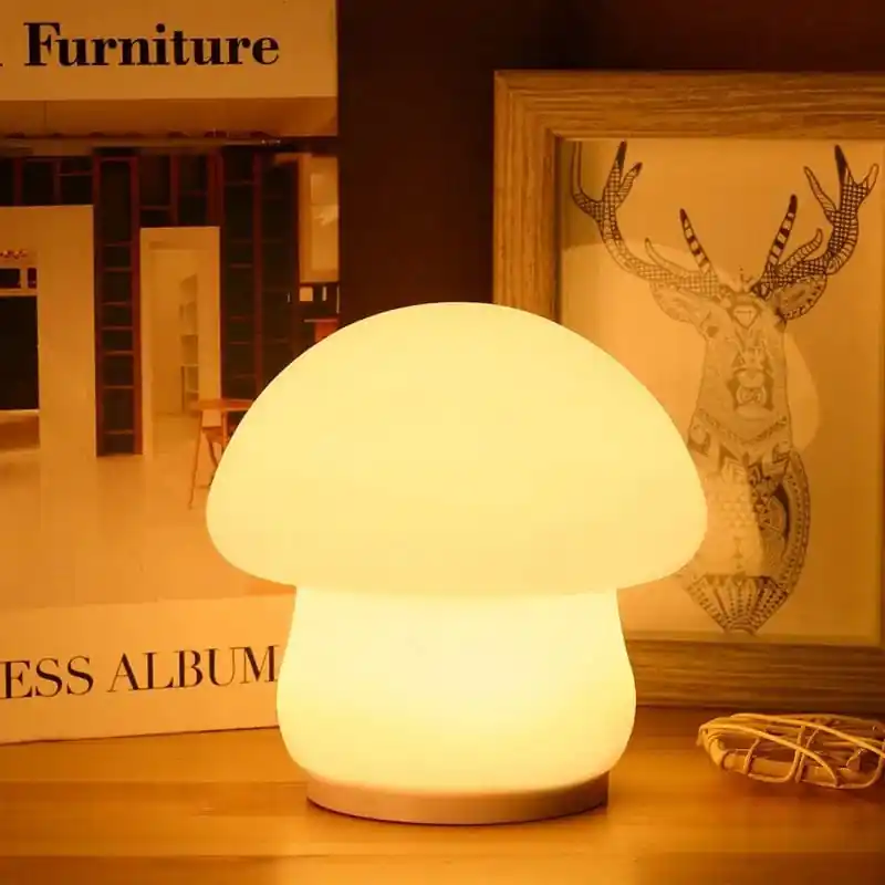 Veilleuse Champignon LED - Capteur Tactile, Batterie Rechargeable - Décoration Chambre Enfant - Cadeau de Noël