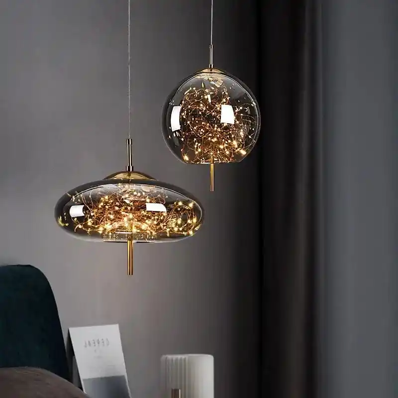 Lustre de chevet rouge en filet nordique pour enfant